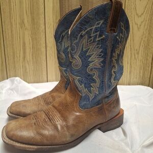 Rare Double H DH3221 LEATHER INSOLE Cowboy Western Boots Men's 10D Blue -Mexico